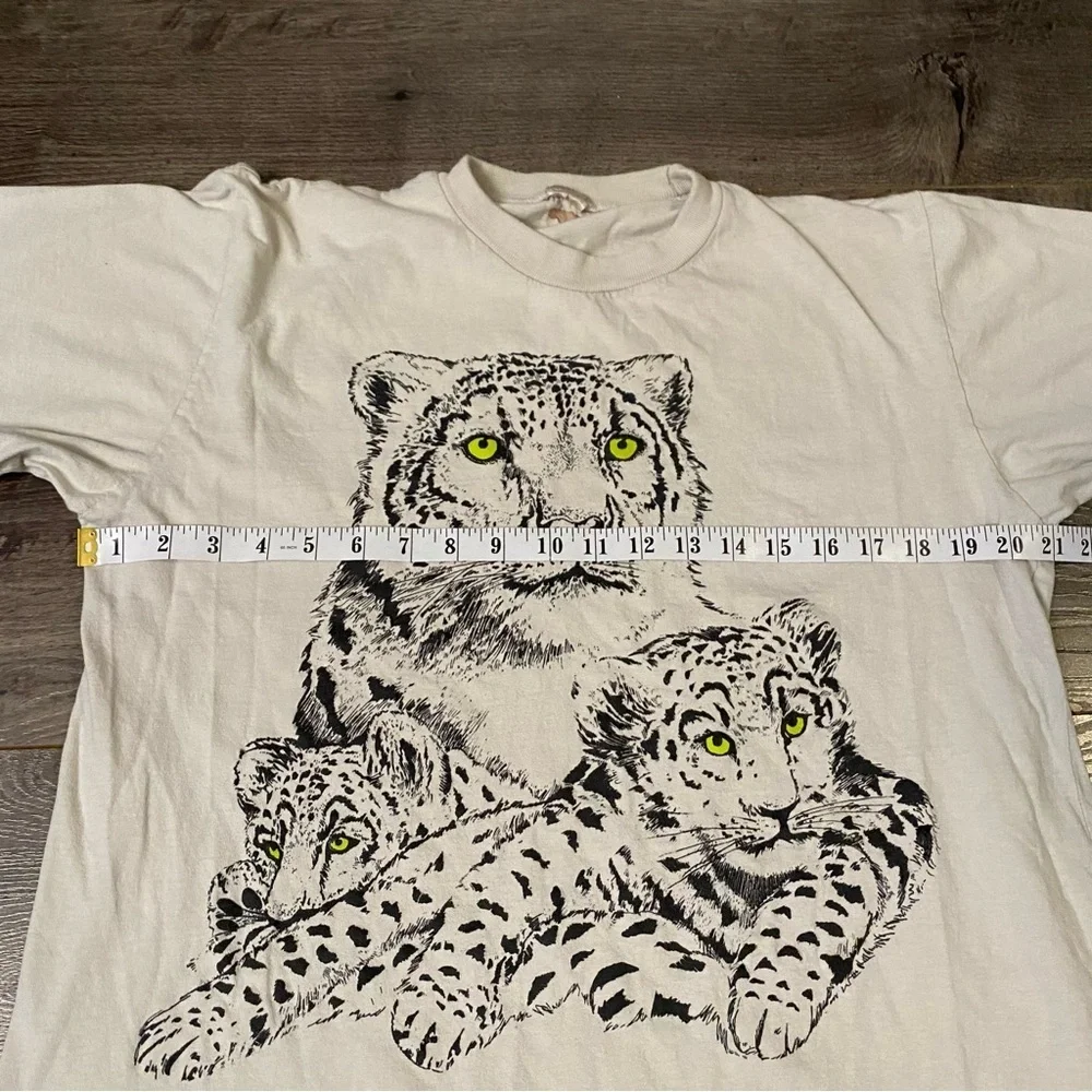Vintage T-shirt dress / nightie snow leopard cat family 100 % Cotton Hong Kong - Picture 5 of 7